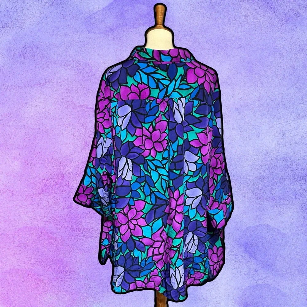 🌈 Amazing Vintage Floral Multicolor Top - Picture 4 of 5